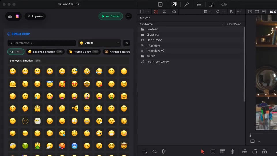 Choix d'une grande taille et d'une teinte de peau dans les réglages d'Emoji Drop