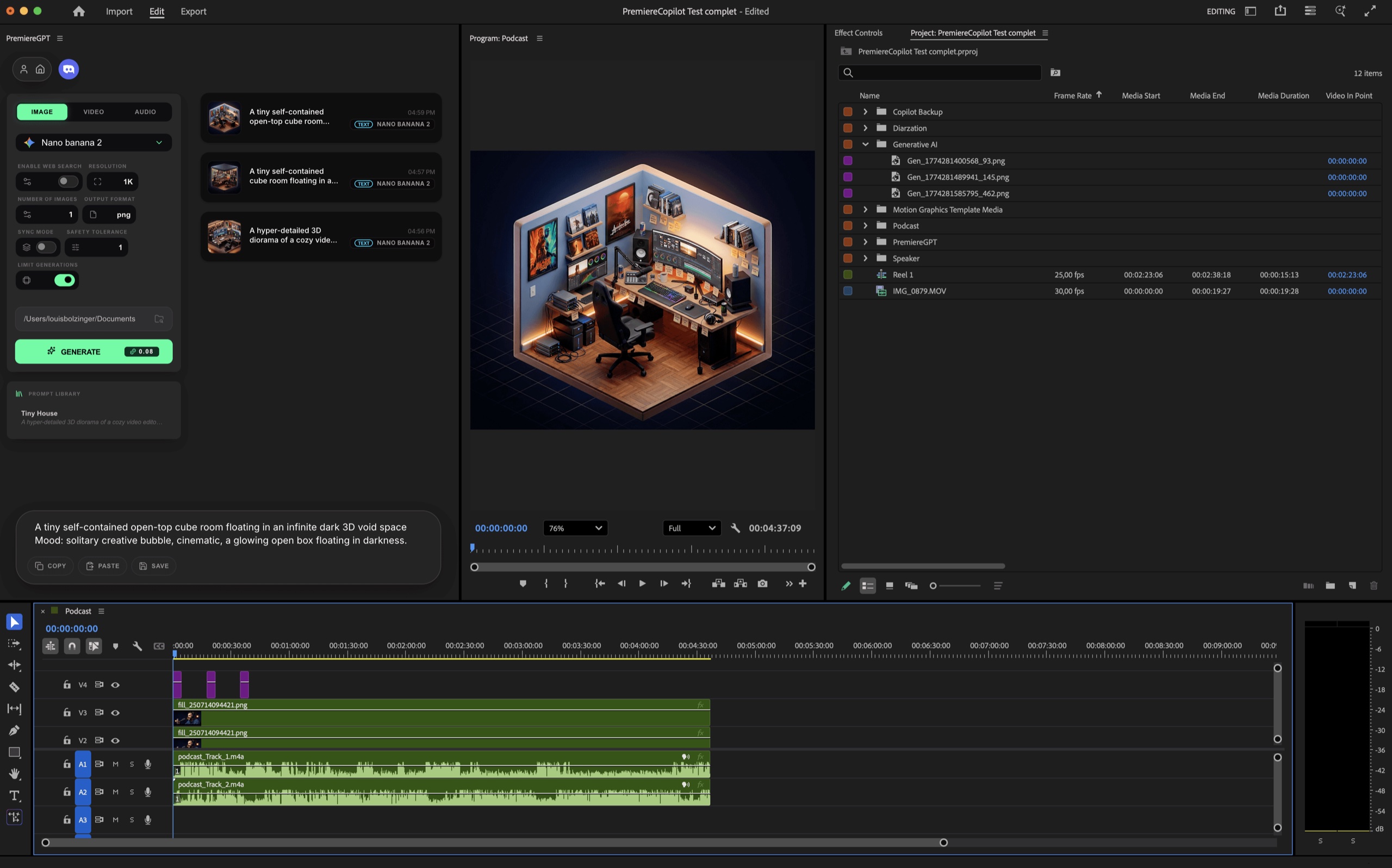 GenAI panel inside DaVinci Resolve routing 1000+ generative models from a single interface