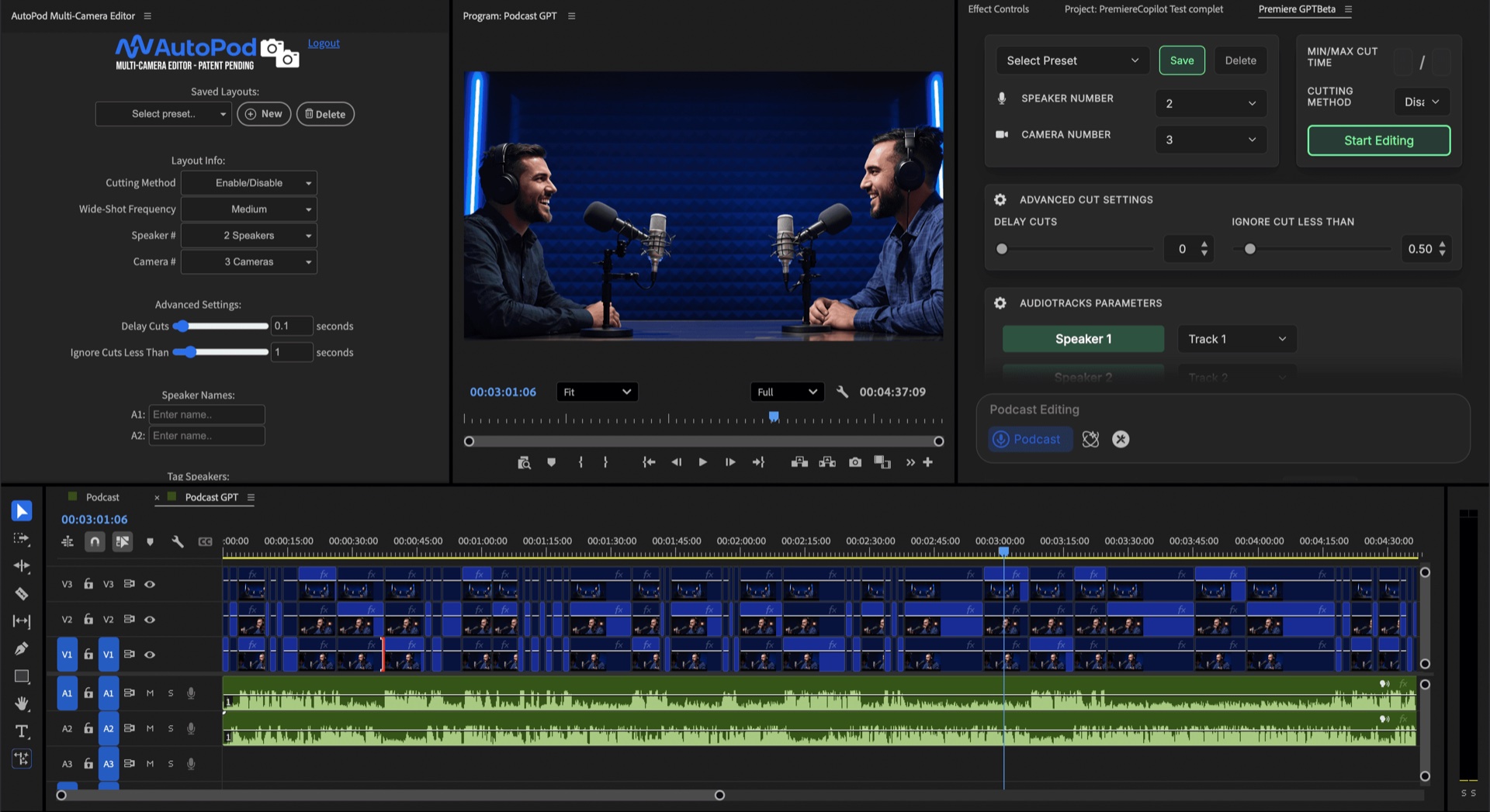 DavinciClaude Multicam autocut result in DaVinci Resolve