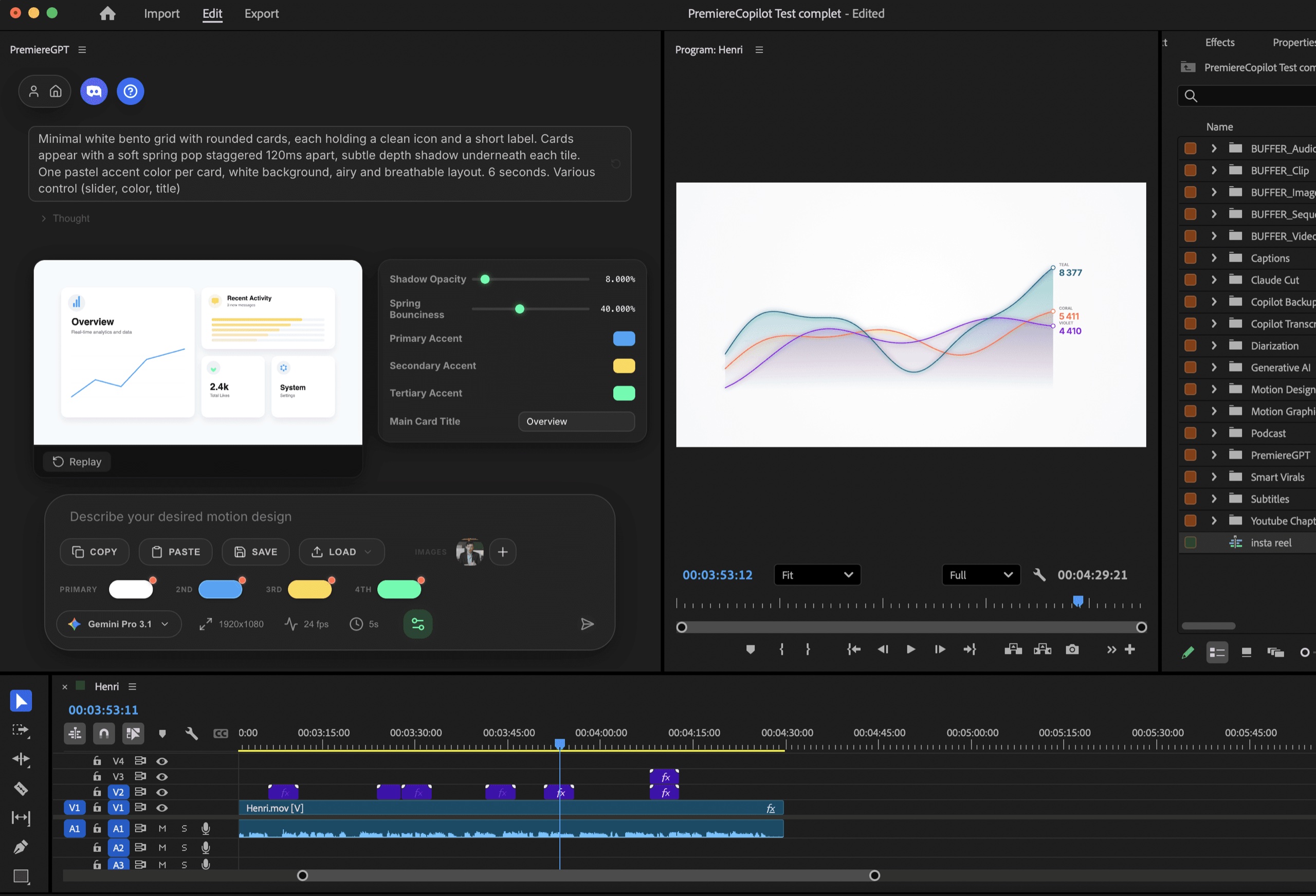 Vibe Motion generating 4K motion design from a prompt inside DaVinci Resolve